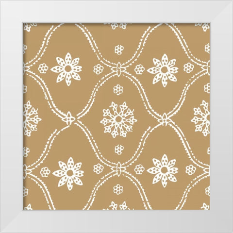 Woodblock Pattern III White Modern Wood Framed Art Print by Berg, Sabine