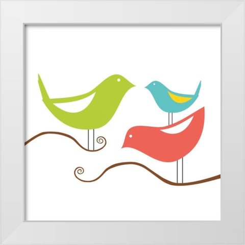 Song Birds I White Modern Wood Framed Art Print by Berg, Sabine