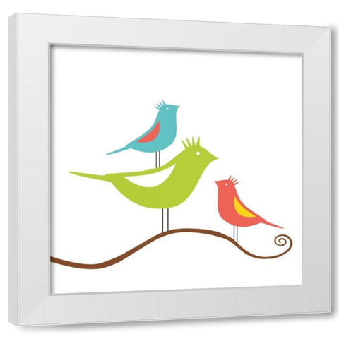 Song Birds II White Modern Wood Framed Art Print by Berg, Sabine