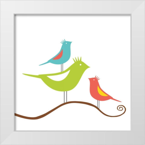 Song Birds II White Modern Wood Framed Art Print by Berg, Sabine