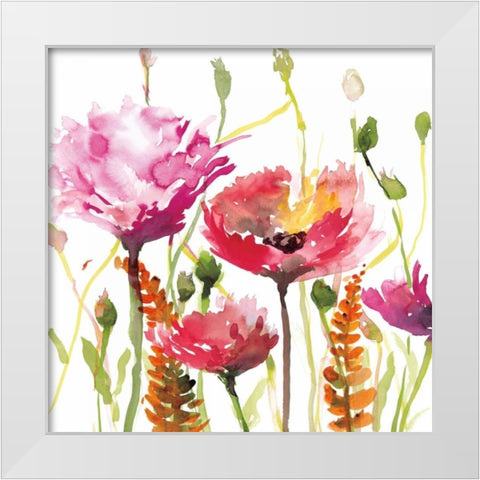 Blooms and Buds White Modern Wood Framed Art Print by Meyers, Rebecca