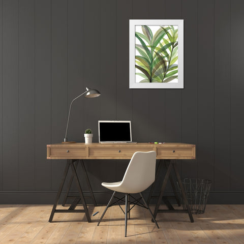 Tropical Greens II White Modern Wood Framed Art Print by Meyers, Rebecca