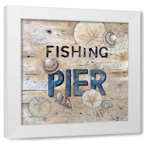 Fishing Pier White Modern Wood Framed Art Print by Fisk, Arnie