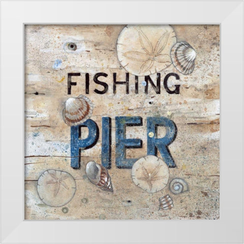 Fishing Pier White Modern Wood Framed Art Print by Fisk, Arnie