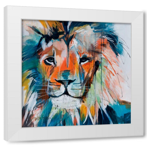 Do You Want My Lions Share White Modern Wood Framed Art Print by Maritz, Angela
