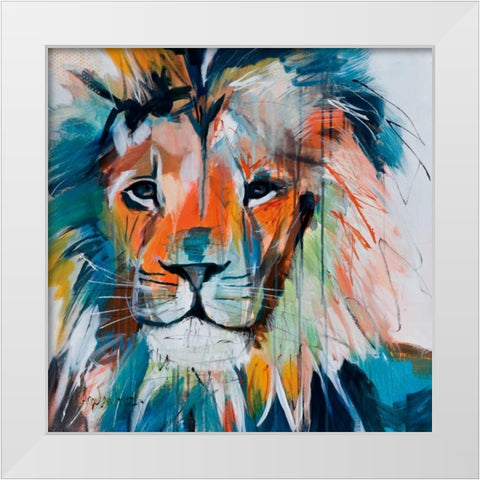 Do You Want My Lions Share White Modern Wood Framed Art Print by Maritz, Angela