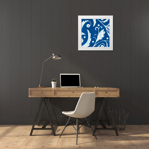 Tangled In Blue I White Modern Wood Framed Art Print by Smith, Hope