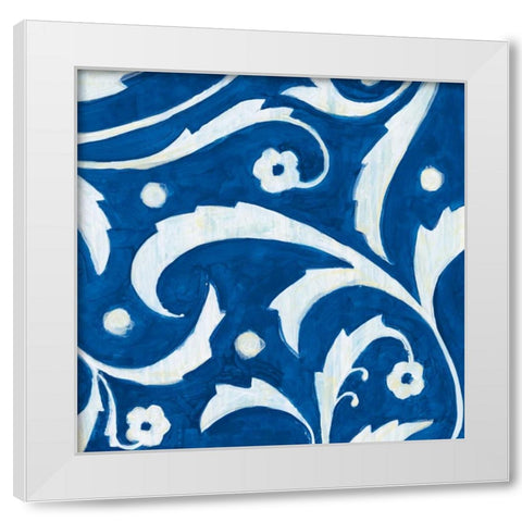 Tangled In Blue III White Modern Wood Framed Art Print by Smith, Hope