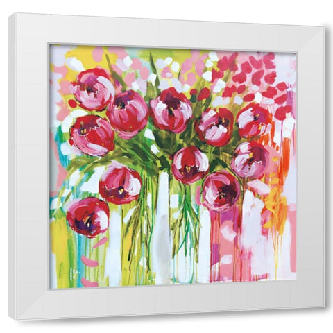 Razzle Dazzle Tulips White Modern Wood Framed Art Print by Brooks, Amanda J.