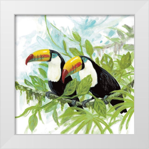 Toucans White Modern Wood Framed Art Print by Fisk, Arnie