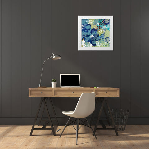 Garden Blues II White Modern Wood Framed Art Print by Bernsen, Leslie