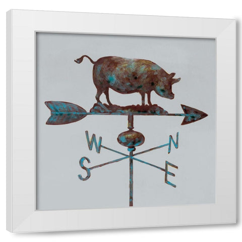 Rural Relic Pig White Modern Wood Framed Art Print by Fisk, Arnie