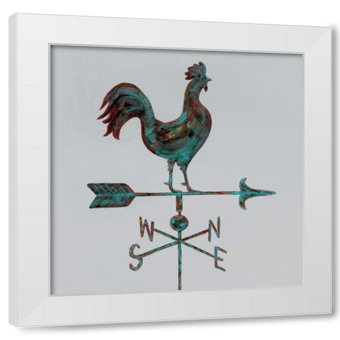 Rural Relic Rooster White Modern Wood Framed Art Print by Fisk, Arnie