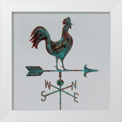 Rural Relic Rooster White Modern Wood Framed Art Print by Fisk, Arnie