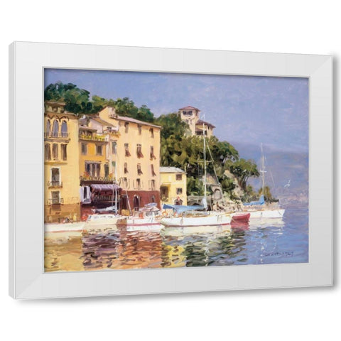 Morning Light White Modern Wood Framed Art Print by Bates, George