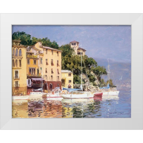 Morning Light White Modern Wood Framed Art Print by Bates, George