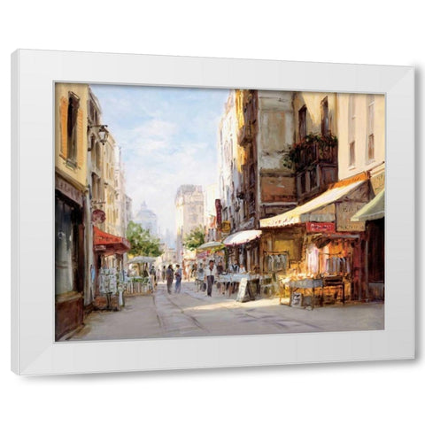 Marche Parisien White Modern Wood Framed Art Print by Bates, George