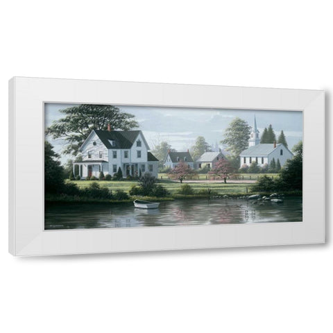 Rivers Edge White Modern Wood Framed Art Print by Saunders, Bill