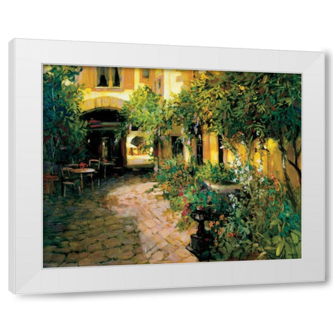 Courtyard - Alsace White Modern Wood Framed Art Print by Craig, Philip