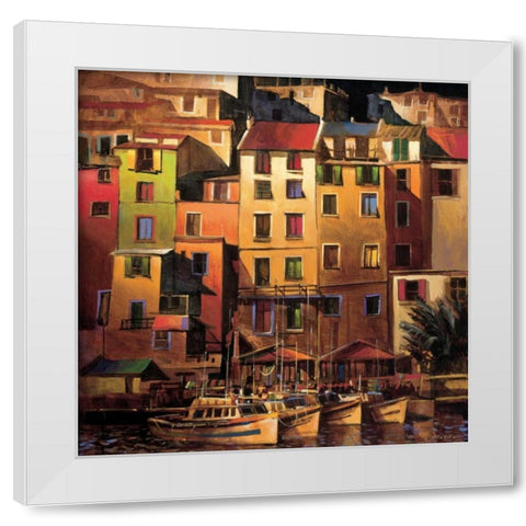 Mediterranean Gold White Modern Wood Framed Art Print by OToole, Michael