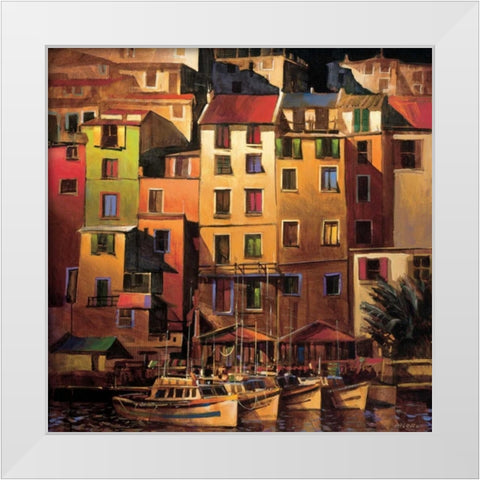 Mediterranean Gold White Modern Wood Framed Art Print by OToole, Michael