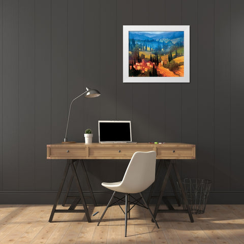 Tuscan Valley View White Modern Wood Framed Art Print by Craig, Philip