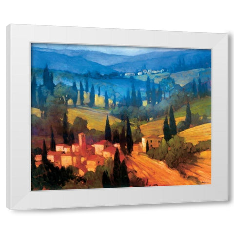 Tuscan Valley View White Modern Wood Framed Art Print by Craig, Philip