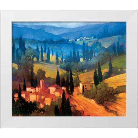 Tuscan Valley View White Modern Wood Framed Art Print by Craig, Philip