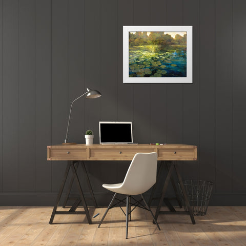Waterlilies White Modern Wood Framed Art Print by Craig, Philip