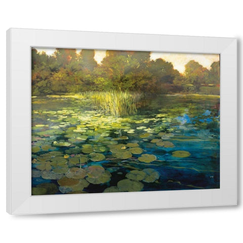 Waterlilies White Modern Wood Framed Art Print by Craig, Philip