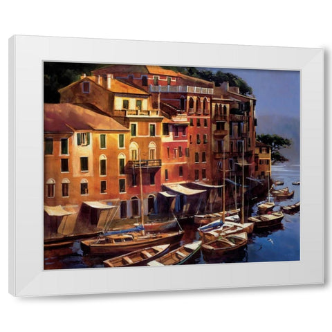 Mediterranean Port White Modern Wood Framed Art Print by OToole, Michael