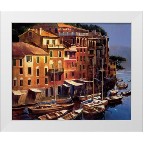 Mediterranean Port White Modern Wood Framed Art Print by OToole, Michael