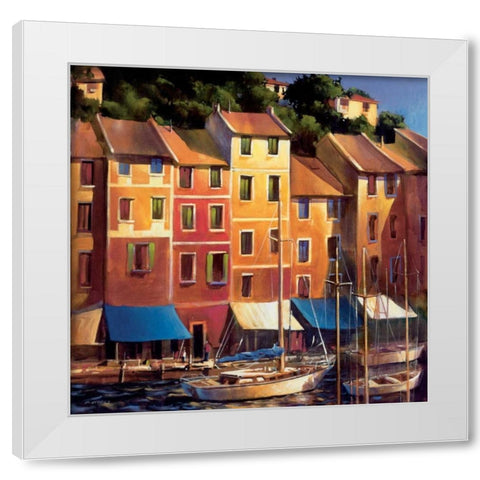 Portofino Waterfront White Modern Wood Framed Art Print by OToole, Michael