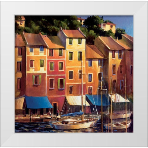 Portofino Waterfront White Modern Wood Framed Art Print by OToole, Michael