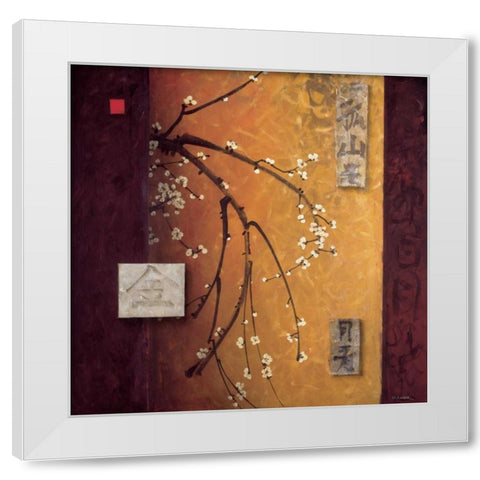 Oriental Blossoms II White Modern Wood Framed Art Print by Li-Leger, Don