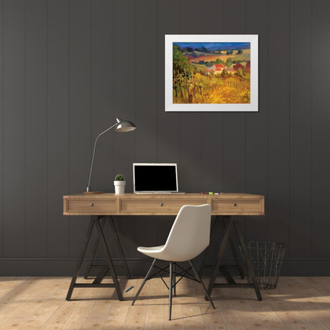 Vineyard Hill White Modern Wood Framed Art Print by Craig, Philip