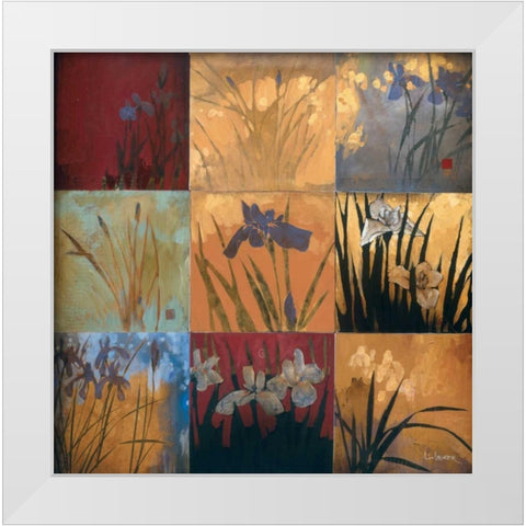 Iris Nine Patch II White Modern Wood Framed Art Print by Li-Leger, Don