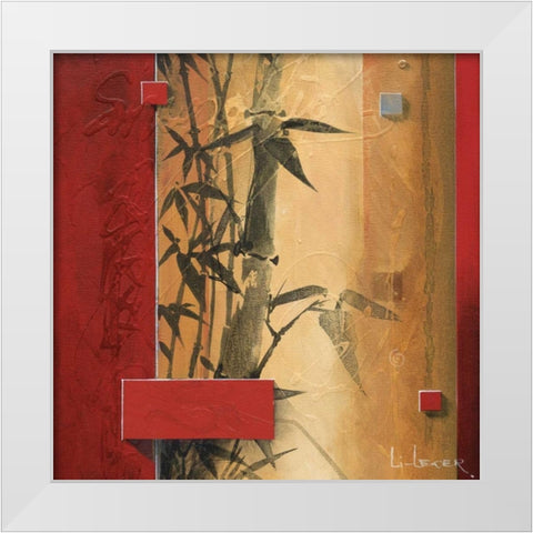 Bamboo Garden White Modern Wood Framed Art Print by Li-Leger, Don