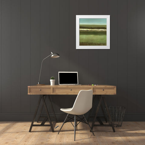 Still Waters - Green Lake White Modern Wood Framed Art Print by Gold, Caroline