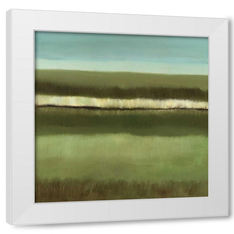 Still Waters - Green Lake White Modern Wood Framed Art Print by Gold, Caroline