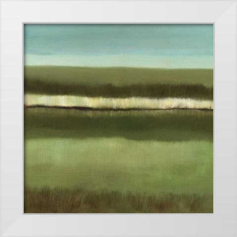 Still Waters - Green Lake White Modern Wood Framed Art Print by Gold, Caroline