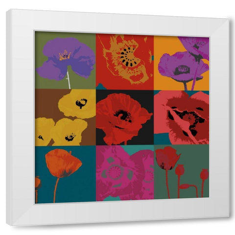 Pop Poppies White Modern Wood Framed Art Print by Li-Leger, Don
