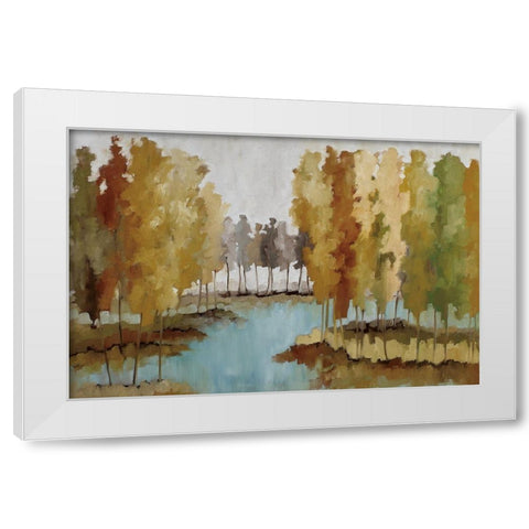 Lake View - Trees White Modern Wood Framed Art Print by Ellens, Jacqueline