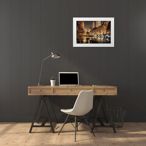 Central Park Glow White Modern Wood Framed Art Print by Frank, Assaf