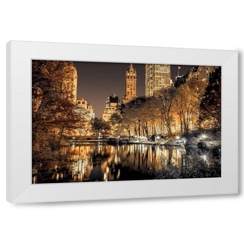 Central Park Glow White Modern Wood Framed Art Print by Frank, Assaf