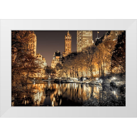 Central Park Glow White Modern Wood Framed Art Print by Frank, Assaf