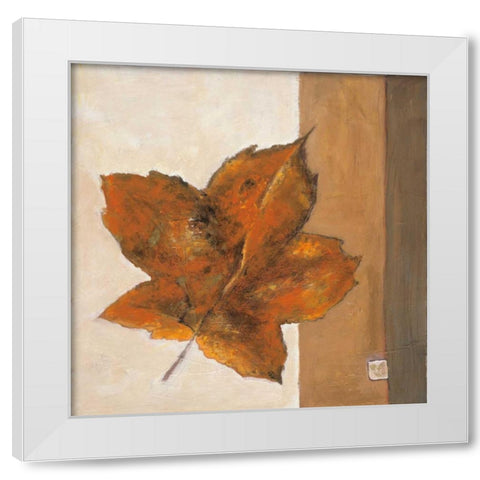 Leaf Impression - Rust White Modern Wood Framed Art Print by Salemink-Roos, Ursula