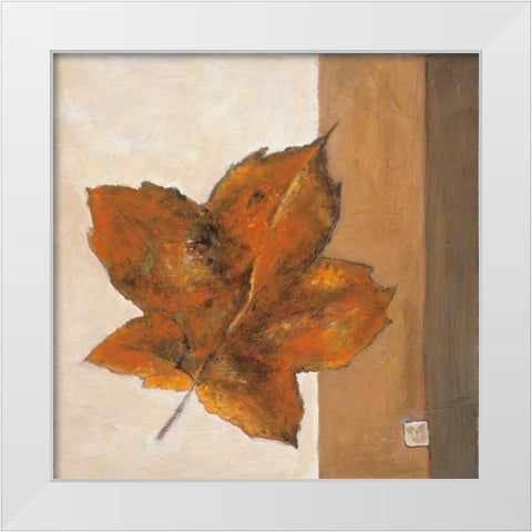 Leaf Impression - Rust White Modern Wood Framed Art Print by Salemink-Roos, Ursula