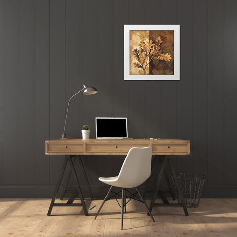 Leaf Patterns I White Modern Wood Framed Art Print by Thompson, Linda