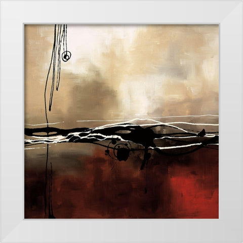 Symphony in Red and Khaki I White Modern Wood Framed Art Print by Maitland, Lauie